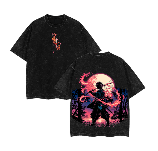 Tanjiro Demon Slayer Anime Washed T-Shirt