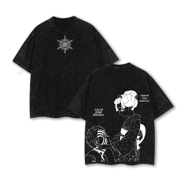 Hakuji vs Koyuki - Demon Slayer Infinity Castle Arc Anime Washed T-Shirt