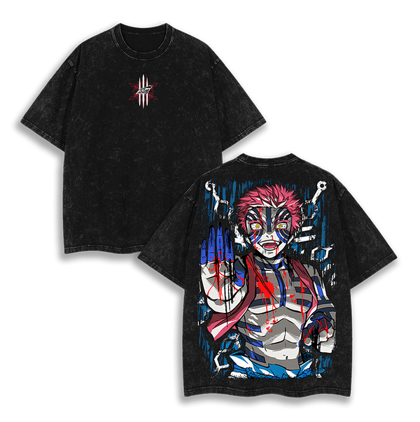 Akaza x Kimetsu no Yaiba Demon Slayer Washed T-Shirt