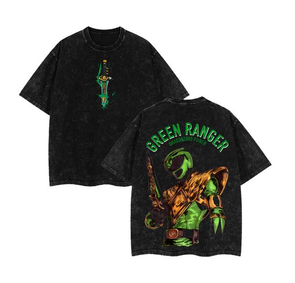 Green Ranger - Power Rangers Anime Washed T-Shirt