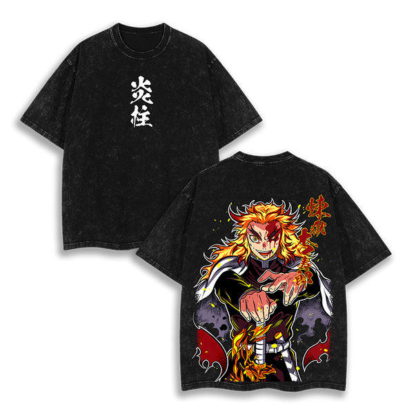 Rengoku Kyoujurou Demon Slayer Washed T-Shirt