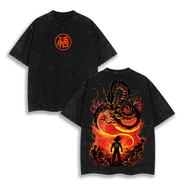 Goku Calling Dragon - Dragon Ball Z Washed T-Shirt