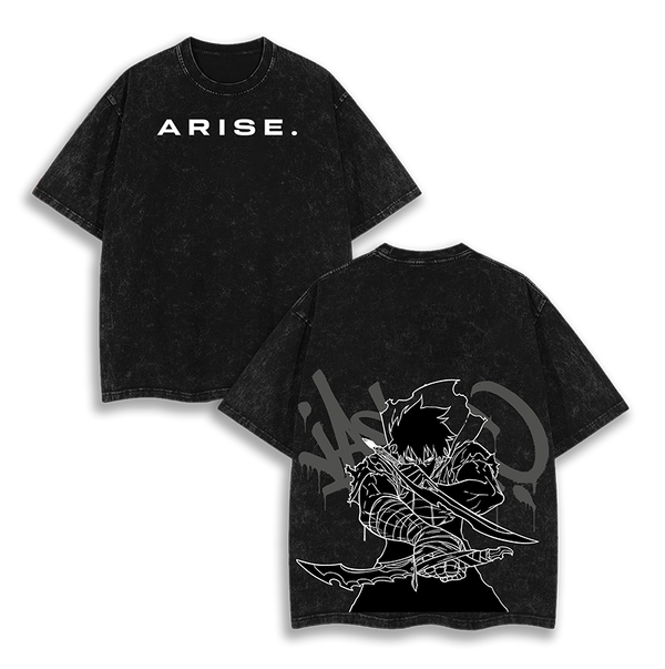 Arise_ Sung Jin Woo - Solo Leveling Anime Washed T-Shirt