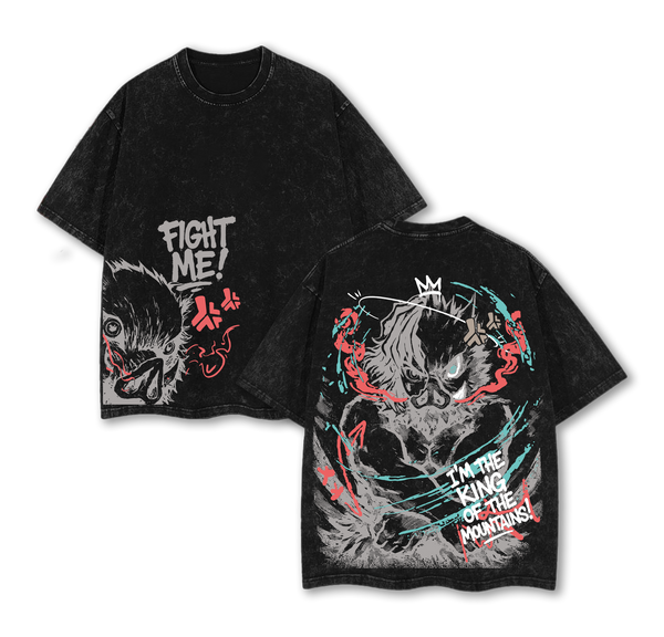 ''I'm the King of the Mountain'' Inosuke - Demon Slayer Anime Washed T-Shirt